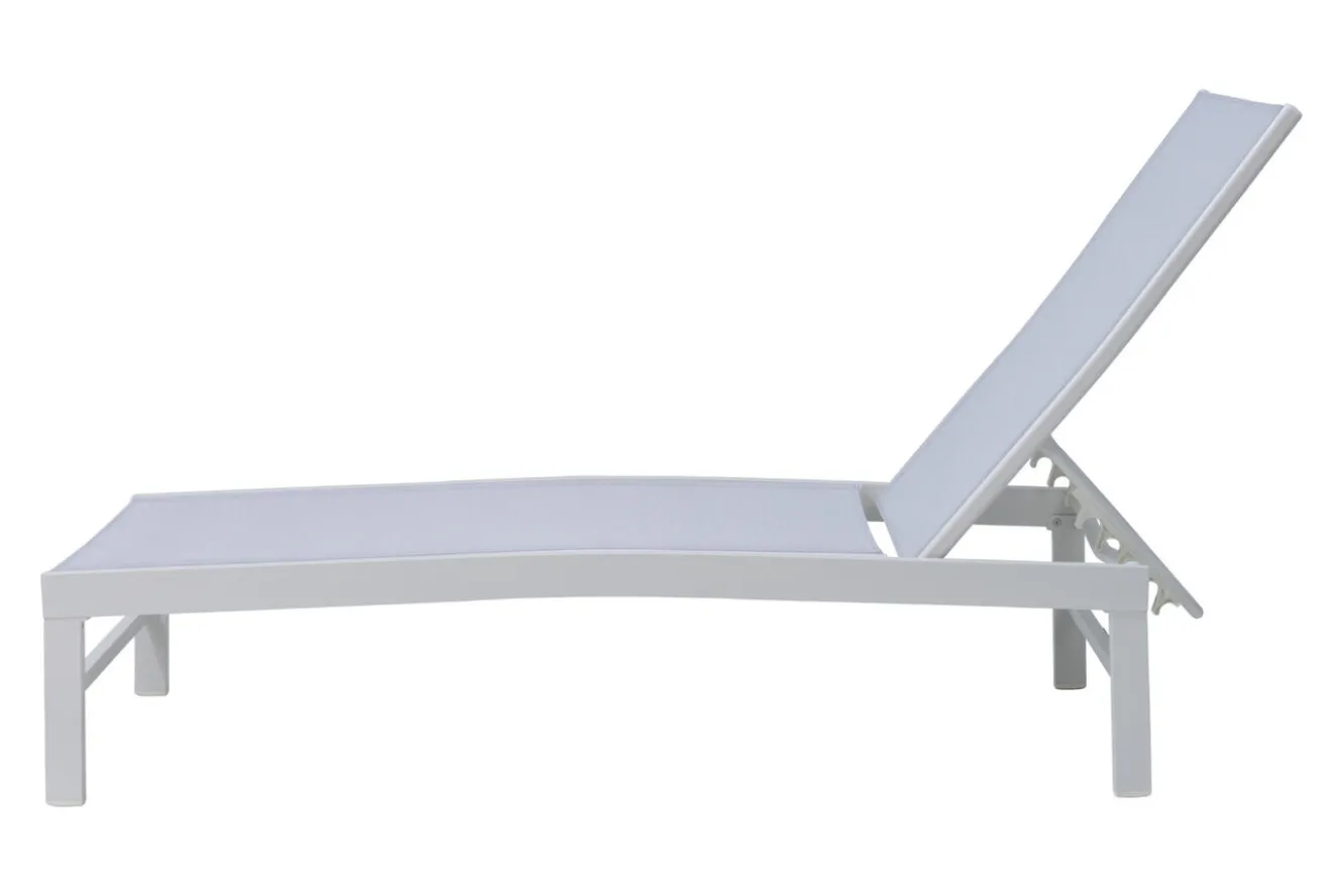 OUTFLEXX Gartenliegen-Set, creme/weiß, Aluminium, 190 x 60 cm, horizontal verstellbar, pulverbeschichtet