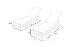 OUTFLEXX Gartenliegen-Set, creme/weiß, Aluminium, 190 x 60 cm, horizontal verstellbar, pulverbeschichtet