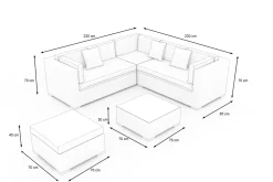 OUTFLEXX Gartenlounge, braun marmoriert, 6 Pers, Polyrattan, wasserfeste Kissenbox, inkl. Beistelltisch