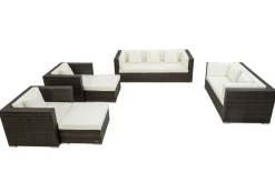 OUTFLEXX Gartenlounge, braun marmoriert, Polyrattan, 9 Pers, wasserfeste Kissenbox