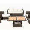 OUTFLEXX Gartenlounge, braun marmoriert, Polyrattan, 6 Pers, wasserfeste Kissenbox, inkl. Loungetisch