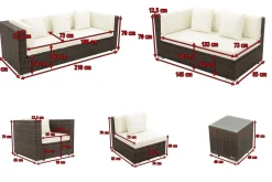 OUTFLEXX Gartenlounge, braun marmoriert, Polyrattan, 8 Pers, wasserfeste Kissenbox