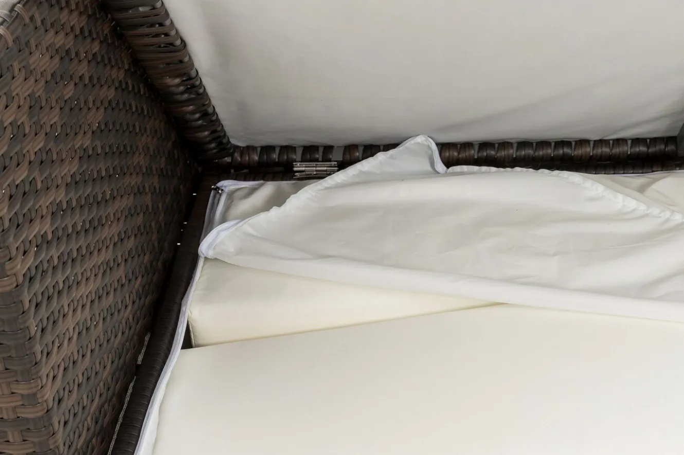 OUTFLEXX Gartenlounge, braun marmoriert, Polyrattan, 8 Pers, wasserfeste Kissenbox