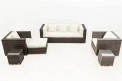 OUTFLEXX Gartenlounge, braun marmoriert, Polyrattan, 6 Pers, wasserfeste Kissenbox