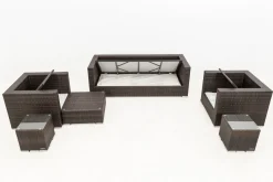 OUTFLEXX Gartenlounge, braun marmoriert, Polyrattan, 6 Pers, wasserfeste Kissenbox