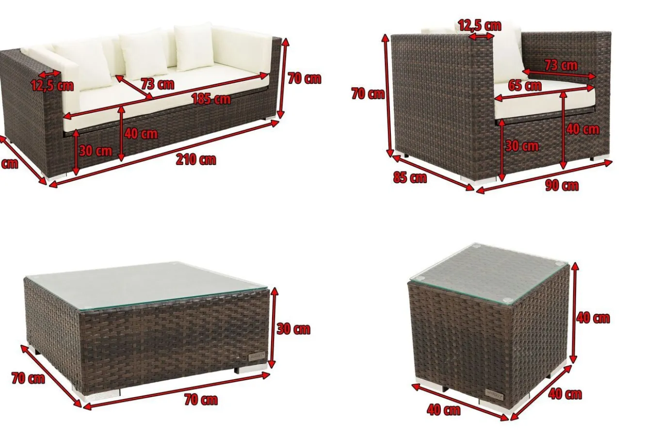 OUTFLEXX Gartenlounge, braun marmoriert, Polyrattan, 6 Pers, wasserfeste Kissenbox