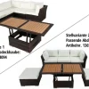 OUTFLEXX Gartenlounge, braun marmoriert, Polyrattan, inkl. Loungetisch, für 5 Personen, wasserfeste Kissenbox