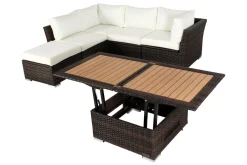 OUTFLEXX Gartenlounge, braun marmoriert, Polyrattan, inkl. Loungetisch, für 5 Personen, wasserfeste Kissenbox