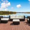 OUTFLEXX Gartenlounge, braun marmoriert, Polyrattan, 6 Pers, wasserfeste Kissenbox, inkl. Beistelltisch