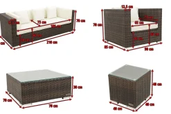OUTFLEXX Gartenlounge, braun marmoriert, Polyrattan, 6 Pers, wasserfeste Kissenbox, inkl. Beistelltisch