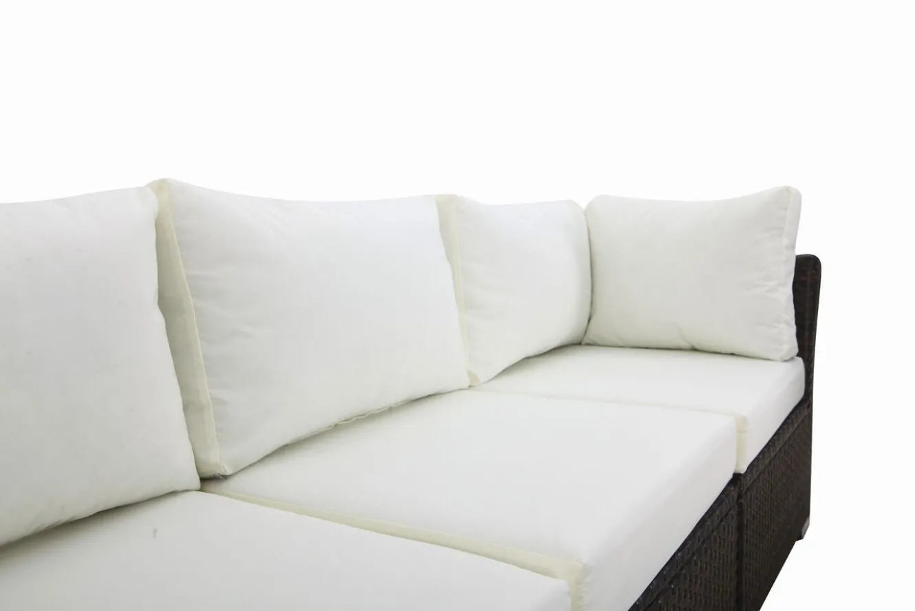 OUTFLEXX Gartenlounge, braun marmoriert, Polyrattan, für 5 Personen, wasserfeste Kissenbox