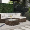 OUTFLEXX Gartenlounge, braun marmoriert, 5 Pers, Polyrattan, wasserfeste Kissenbox