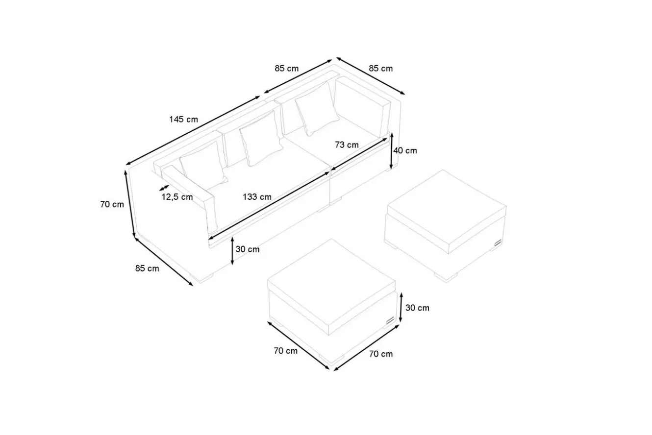 OUTFLEXX Gartenlounge, braun marmoriert, 5 Pers, Polyrattan, wasserfeste Kissenbox