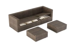 OUTFLEXX Gartenlounge, braun marmoriert, 5 Pers, Polyrattan, wasserfeste Kissenbox
