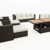 OUTFLEXX Gartenlounge, braun marmoriert, Polyrattan, 9 Pers, wasserfeste Kissenbox, inkl. Loungetisch