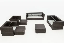 OUTFLEXX Gartenlounge, braun marmoriert, Polyrattan, 9 Pers, wasserfeste Kissenbox, inkl. Loungetisch