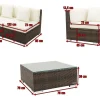 OUTFLEXX Gartenlounge, braun marmoriert, 5 Pers, Polyrattan, wasserfeste Kissenbox, inkl. Beistelltisch
