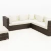 OUTFLEXX Gartenlounge, braun marmoriert, 6 Pers, Polyrattan, wasserfeste Kissenbox