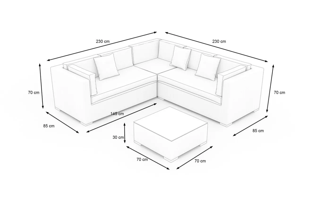 OUTFLEXX Gartenlounge, braun marmoriert, 6 Pers, Polyrattan, wasserfeste Kissenbox