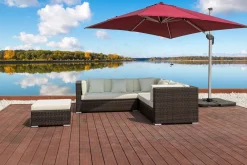 OUTFLEXX Gartenlounge, braun marmoriert, 6 Pers, Polyrattan, wasserfeste Kissenbox