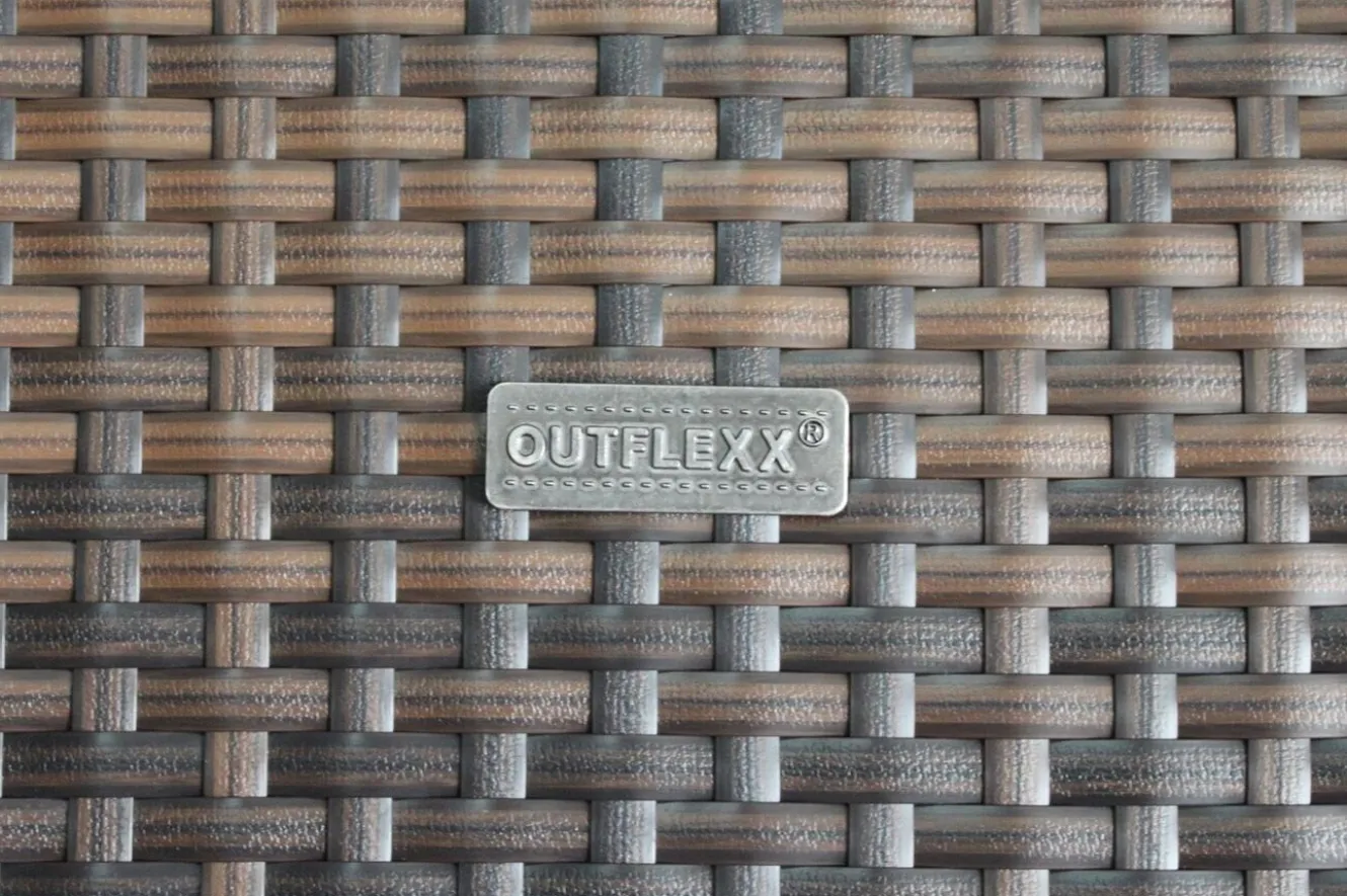 OUTFLEXX Gartenlounge, braun marmoriert, 6 Pers, Polyrattan, wasserfeste Kissenbox