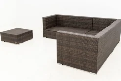 OUTFLEXX Gartenlounge, braun marmoriert, 6 Pers, Polyrattan, wasserfeste Kissenbox