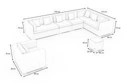 OUTFLEXX Gartenlounge, creme/weiß, schwarz, Polyrattan, für 8 Personen, wasserfeste Kissenbox