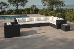 OUTFLEXX Gartenlounge, creme/weiß, schwarz, Polyrattan, für 8 Personen, wasserfeste Kissenbox
