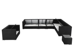 OUTFLEXX Gartenlounge, creme/weiß, schwarz, Polyrattan, für 8 Personen, wasserfeste Kissenbox