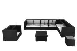 OUTFLEXX Gartenlounge, creme/weiß, schwarz, Polyrattan, für 8 Personen, inkl. Loungetisch, wasserfeste Kissenbox