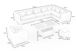 OUTFLEXX Gartenlounge, creme/weiß, schwarz, Polyrattan, für 8 Personen, inkl. Loungetisch, wasserfeste Kissenbox