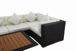 OUTFLEXX Gartenlounge, creme/weiß, schwarz, Polyrattan, für 8 Personen, inkl. Loungetisch, wasserfeste Kissenbox