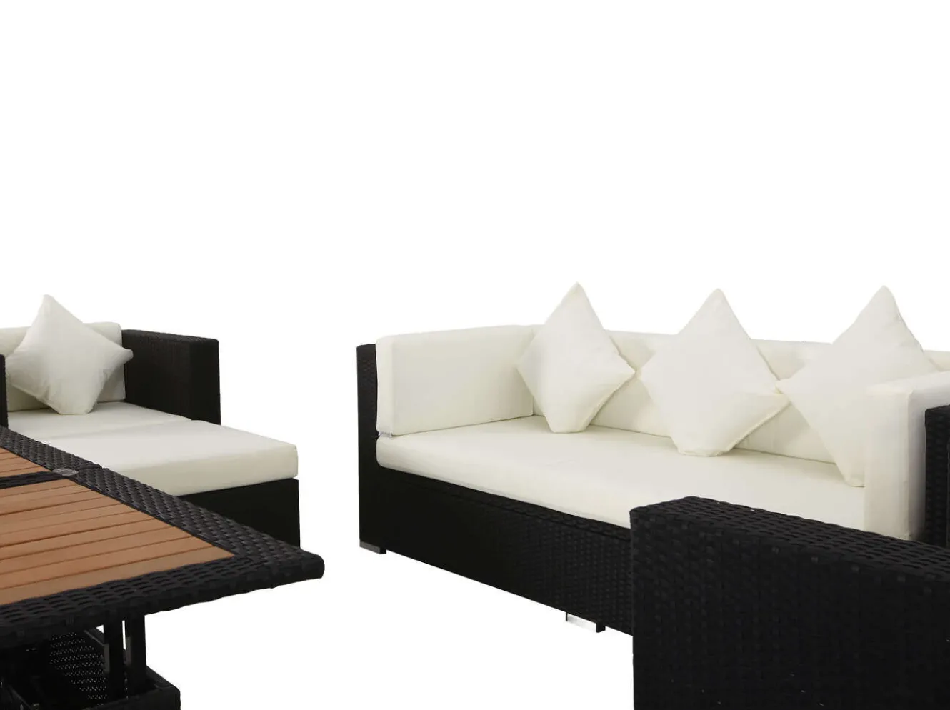 OUTFLEXX Gartenlounge, creme/weiß, schwarz, Polyrattan, für 6 Personen, inkl. Loungetisch, wasserfeste Kissenbox