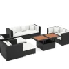 OUTFLEXX Gartenlounge, creme/weiß, schwarz, Polyrattan, für 9 Personen, inkl. Loungetisch, wasserfeste Kissenbox