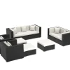 OUTFLEXX Gartenlounge, creme/weiß, creme/weiß, schwarz, Polyrattan, für 9, inkl. Kaffeetisch, wasserfeste Kissenbox Personen
