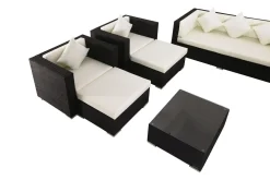 OUTFLEXX Gartenlounge, creme/weiß, creme/weiß, schwarz, Polyrattan, für 9, inkl. Kaffeetisch, wasserfeste Kissenbox Personen