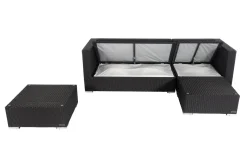 OUTFLEXX Gartenlounge, creme/weiß, schwarz, Polyrattan, 5 Personen, wasserfeste Kissenbox