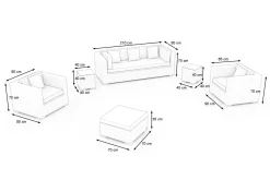 OUTFLEXX Gartenlounge für 5 Personen, dessert-beige, Alu/Polyrattan, modular verstellbar, mit Kissenboxfunktion