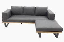 OUTFLEXX Gartenlounge für 3–4 Personen, Alu/Olefin/Akazie, gepolstert in grau, FSC®-zertifiziertes Produkt