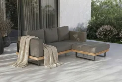OUTFLEXX Gartenlounge für 3–4 Personen, Alu/Olefin/Akazie, gepolstert in grau, FSC®-zertifiziertes Produkt
