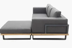 OUTFLEXX Gartenlounge für 3–4 Personen, Alu/Olefin/Akazie, gepolstert in grau, FSC®-zertifiziertes Produkt