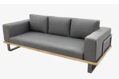 OUTFLEXX Gartenlounge für 3–4 Personen, Alu/Olefin/Akazie, gepolstert in grau, FSC®-zertifiziertes Produkt