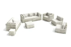 OUTFLEXX Gartenlounge für 8 Personen, desert-beige, Alu/Polyrattan, modular verstellbar, mit Kissenboxfunktion