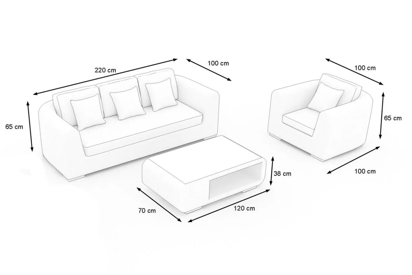 OUTFLEXX Gartenlounge für 4 Personen, beige-meliert, Alu/Polyrattan, Tisch 120 x 70 cm, langlebiges Material