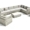 OUTFLEXX Gartenlounge für 8 Personen, desert-beige, Alu/Polyrattan, modular verstellbar, mit Kissenboxfunktion
