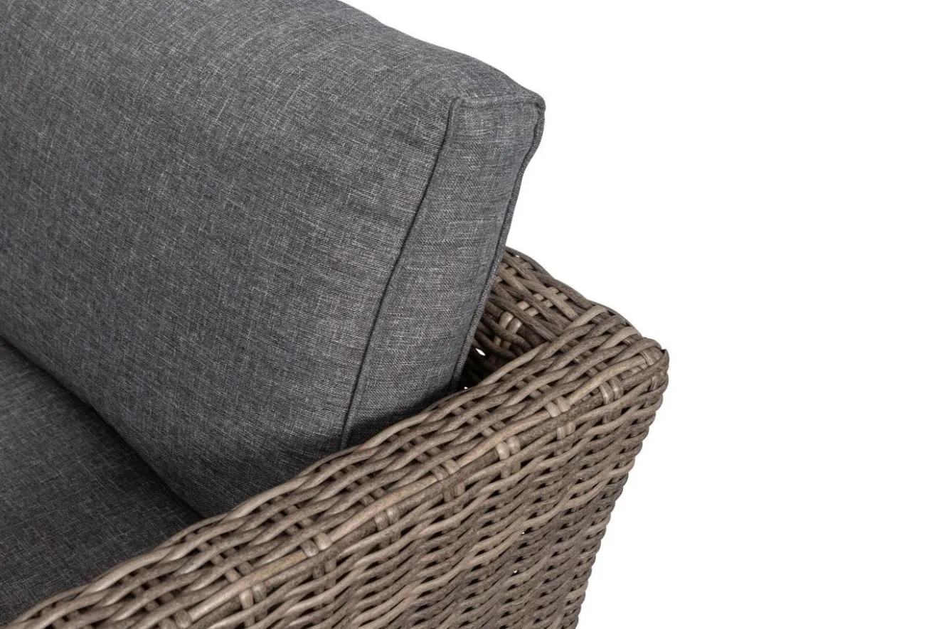 OUTFLEXX Gartenlounge, grau, Polyrattan, 8Personen, mit Sessel, verstellbare Sitzflächen, wasserfeste Kissenbox