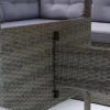 OUTFLEXX Gartenlounge, hellgrau meliert/grau, Polyrattan/Polyester, Tisch 145x79cm, 4 tlg., 7 Pers, inkl. Polster