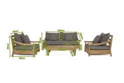 OUTFLEXX Gartenlounge, natur/grau, recyceltes Teak/Olefin, 4 Sitzplätze, inkl. Polster, FSC®-zertifiziertes Produkt