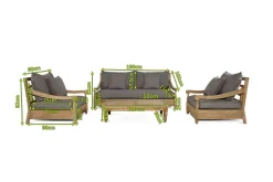 OUTFLEXX Gartenlounge, natur/grau, recyceltes Teak/Olefin, 4 Sitzplätze, inkl. Polster, FSC®-zertifiziertes Produkt