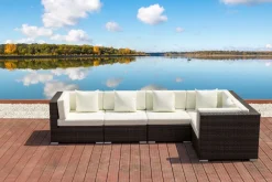 OUTFLEXX Gartenlounge, 5 Pers, braun marmoriert, Polyrattan, wasserfeste Kissenbox